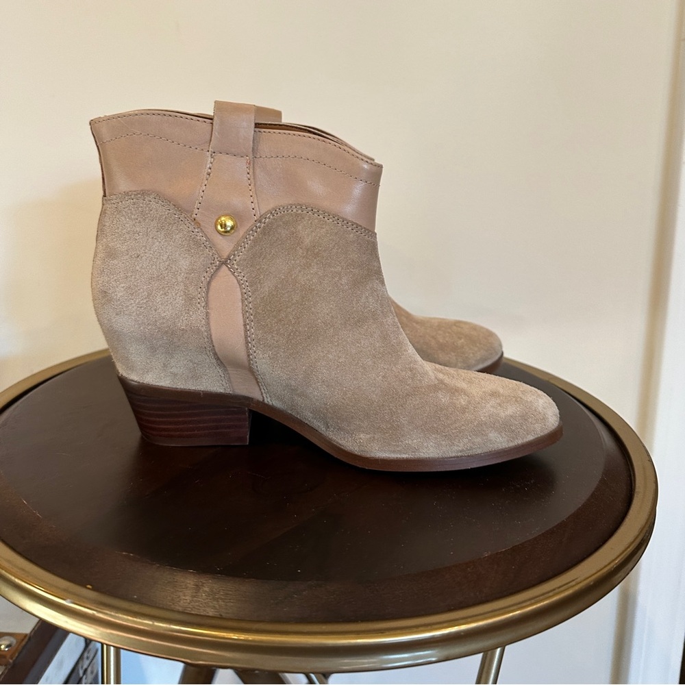 Ivanka Trump Tan Suede Ankle Booties